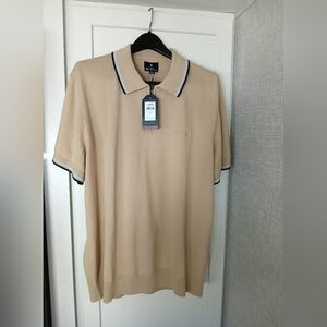 Ben Sherman Men's XL Sweater S/S 1/4 Zip White/Spice BRAND-NEW w/tags